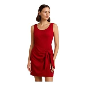 Forenza‎ Vintage Red 100% Silk Dress Size 8 | Sleeveless Tie-Front Cocktail